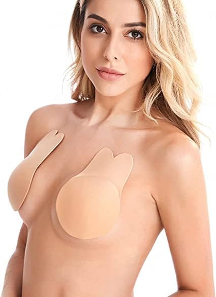 Women's & Girls Nipple Cover Strapless Bra Instant Breast Lift Sticky Bra Backless Invisible Push up Self Breast Lift Up Wire Free Bra Beige (Multicolor Pack of 1)
