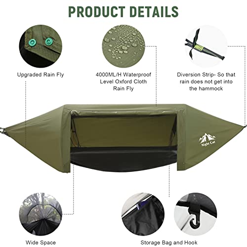 Night-Cat-Camping-Hammock-Tent-with-Mosquito-Net-and-Rain-Fly-1-Person-Backpacking-Bivvy-Ground-Tent-with-Tree-Strap-Swing-Heavy-Rain-Waterproof-Lightweight-440lbs