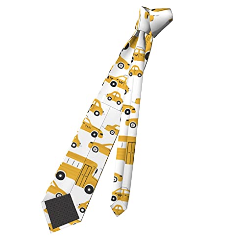 Mens Boys Novelty Fashion Neckties Slim Gentlemen Neck Tie Funny Wide Neckties For Business Party Boys Formal Business Wedding Suit-Cartoon Cute Yellow Cars Bus Pattern #TOP1