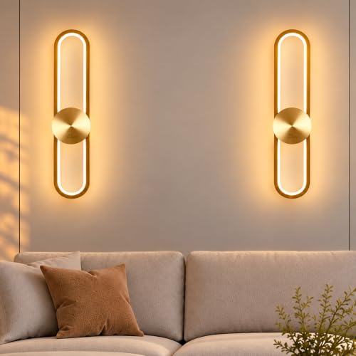 Image of Murphy LoopLite 3-in-1 LED Wall Lamp with Golden Finish | Premium Aluminium Body | Matte Luxe Design | Warm /Neutral /Cool White Light | Modern Ambient Light | 2-Year Warranty | Pack of 2