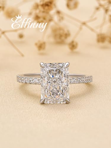 3.5/7.0ct Radiant Cut Engagement Ring,Simulated Diamond Promise Ring for Women in 925 Sterling Silver2