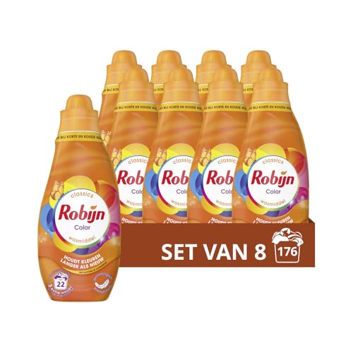 8x Robijn Klein & Krachtig Wasmiddel Color 22 Wasbeurten 665 ml