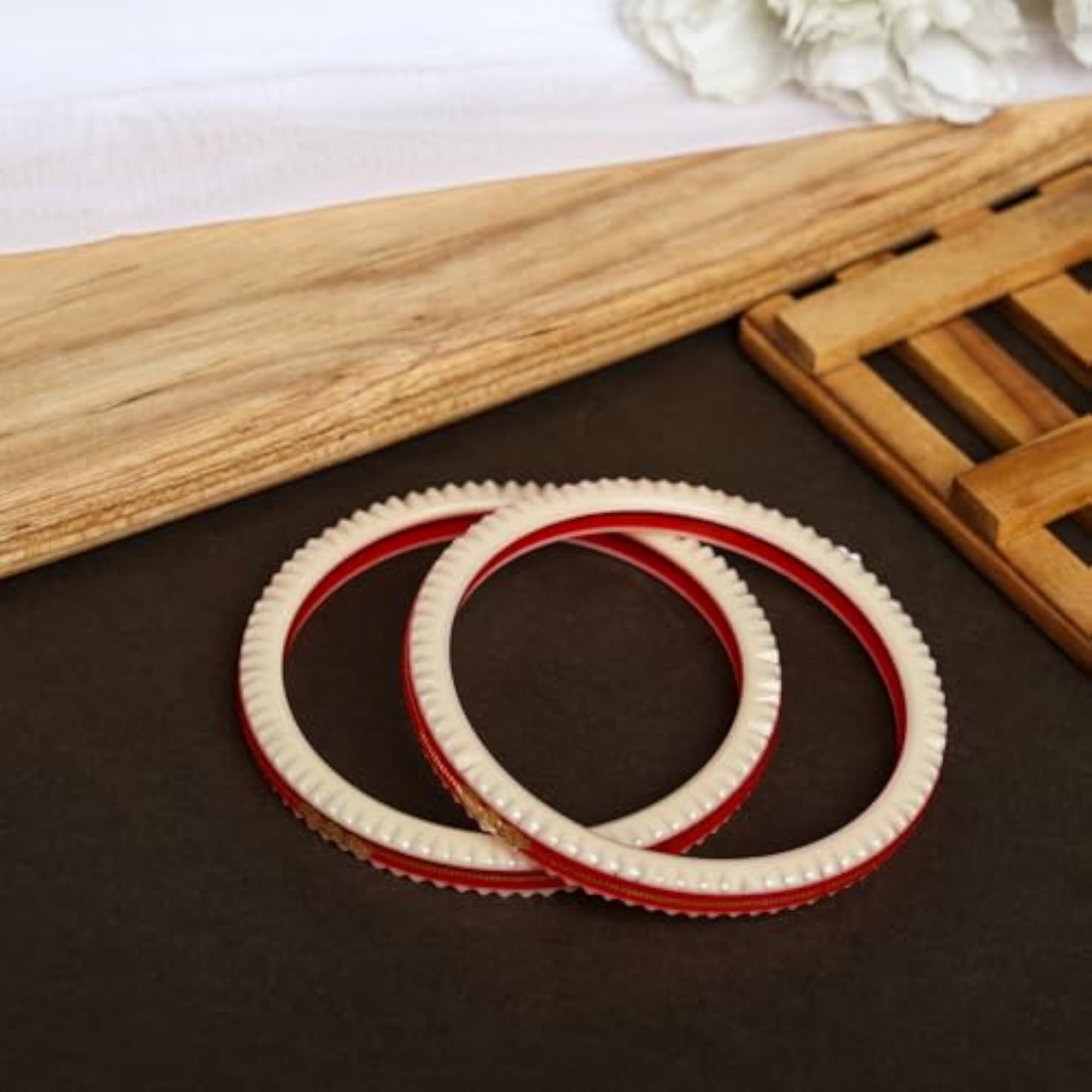 Crimson Charm 22k Hallmark Bangle Pair for Women