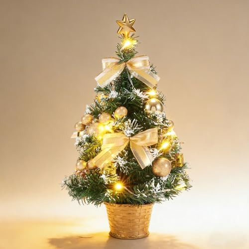 KUWUNG Kleiner Weihnachtsbaum Mit Beleuchtung, 40CM Mini...