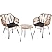 TecTake 800802 Salon de Jardin en Rotin 2 Personnes Résine Tressée Ensemble Table et Chaises Coussins d´Assise Amovibles – Diverses Couleurs (Marron Naturel)