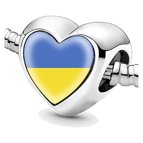 Bon4azuré Silver Ukraine Flag Charm for Women Cover