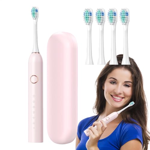 ケース付き歯ブラシ - 40000 VPM 充電式歯ブラシケース | IPX7 電動歯ブラシケース |ディープクリーン 6 モード歯ブラシホルダー |旅行用4/8ブラシヘッド付き歯洗浄ブラシ
