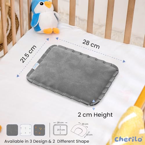 Image of Cherilo Mustard Seed Baby Comfort Cushion | Adjustable Filling | Velvet Fabric Cover | 28 x 21.5 x 2 cm - Grey Velvet