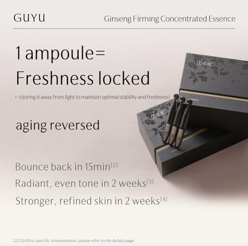 Image of Ginseng Anti-Aging Face Serum | GUYU Single-Use Ampoule | Peptides, Hyaluronic Acid, Panthenol, Ectoin, Beta Glucan | for Lifting, Firming, Smoothing Lines, Plumping (0.05 Fl Oz x 30pcs)