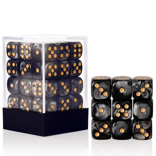 36 Pieces 12mm 6 Sided Mini Dice Set,Pearl Pattern D6 Game Dice Set,6 Sided Standard Game Dice for Board Games Dice Games Classroom Teaching Dices...