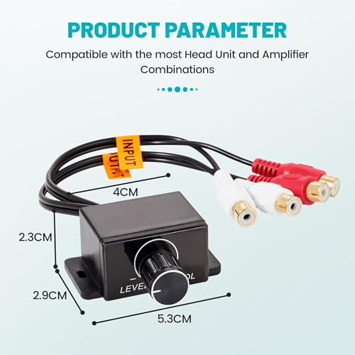Image of NuIth Universal Car Amplifier RCA Level Controller, Car Audio Bass Control Knob, High Quality Sub Amp Volume Control Cable for Car, Motorcycle, Speakers, Home Theater