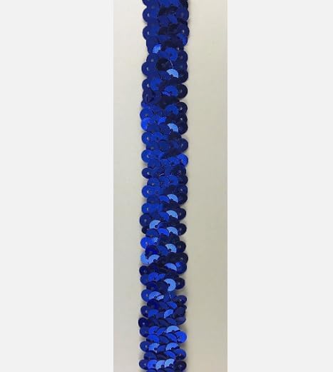 Generic 1 Pcs Royal Blue 3/4"" 2 Row Zig Zag Stretch Sequin 12 Yards - Rk8