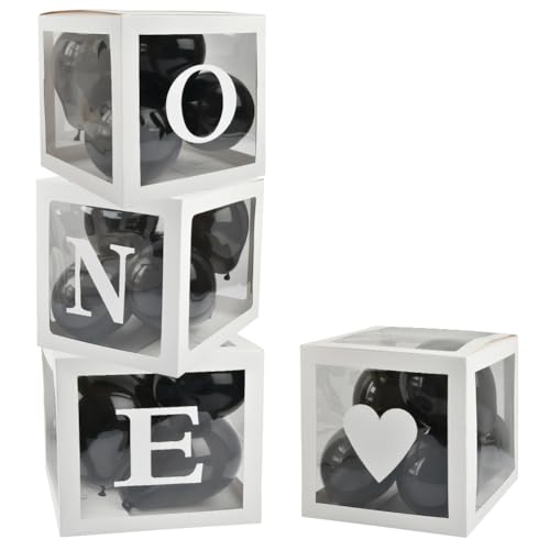 1st Birthday Party Decorations Boxes for Boys & Girls, 4pc ONE Balloon Boxes, Balloon Blocks for Backdrop Decorations, Photography Props