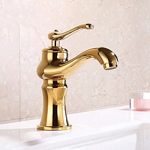 Mitigeur de salle de bain eau chaude froide anti-fuite doré - 3