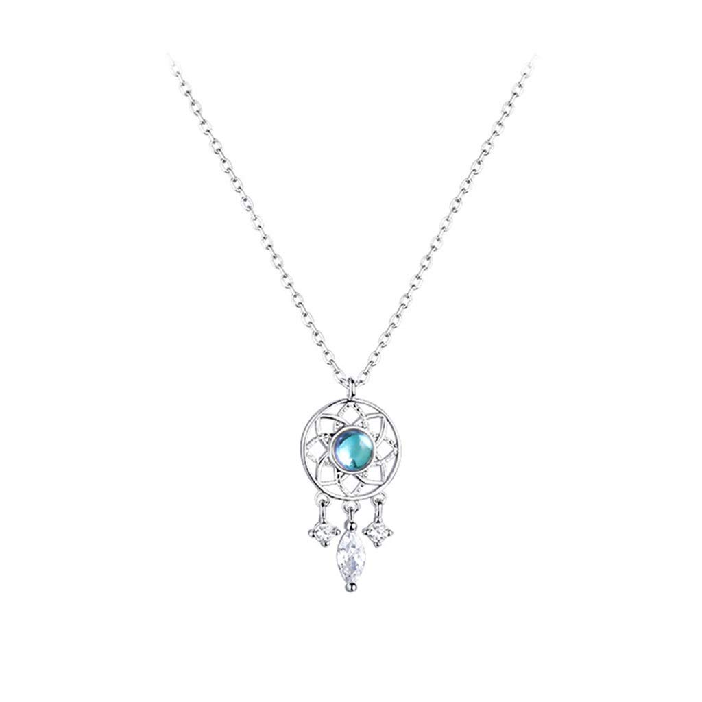 Collier S925 argent fin et pierre de lune authentique style attrape-rêve - 6