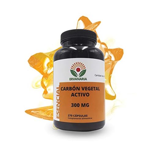 Ervanaria Carbón Vegetal Activado 300 Mg 270 Capsulas, mejora tu digestión, contra la acidez estomacal, combate el mal aliento y la halitosis, elimina los gases, efectivo en caso de intoxicaciones.