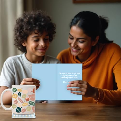 Image of Party Propz Mothers Day Gift for Mom - 3 Pcs Card for Mothers Day and Coffee Mug for Mom with Coaster, Mother's Day Greeting Card and Coffee Mug (Set of 1 Gift Box)
