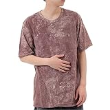 [沖縄技研] ストーンウォッシュ Tシャツ エスニック メンズ レディース ユニセックス (M, ブラウン)