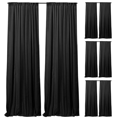 40FT x 10F Black Backdrop Curtain for Parties, Polyester Black Curtains with Rod Pockets, Photography Backdrop Drapes for Wedding, Home party,Concerts, Retail,Family Events, Graduation Decorations