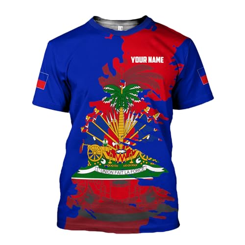 Camiseta personalizada Haiti 3D, camiseta de orgullo con la bandera de Haití para hombres y mujeres, camiseta de orgullo haitiano miniatura 2