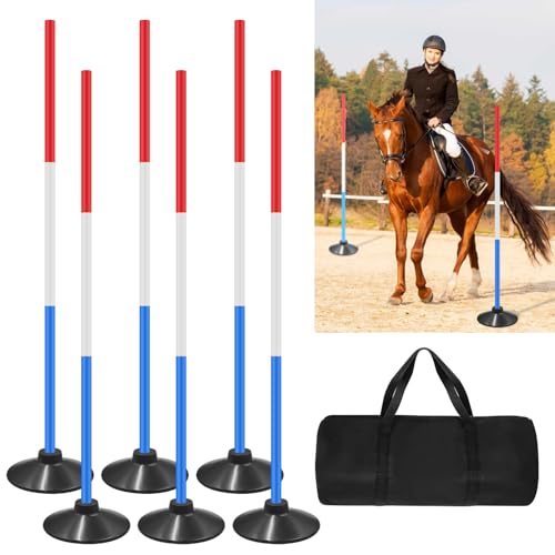 X-Kingsun 6 Set Pole Bending Poles for Horses 6FT Adjustable Training Equipment with Round Base for Horses Football Basketball Speed
