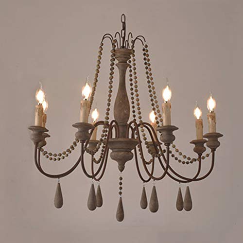 NSXBY E14 American Country Solid Wood Chandelier, Duplex Wood - View #2
