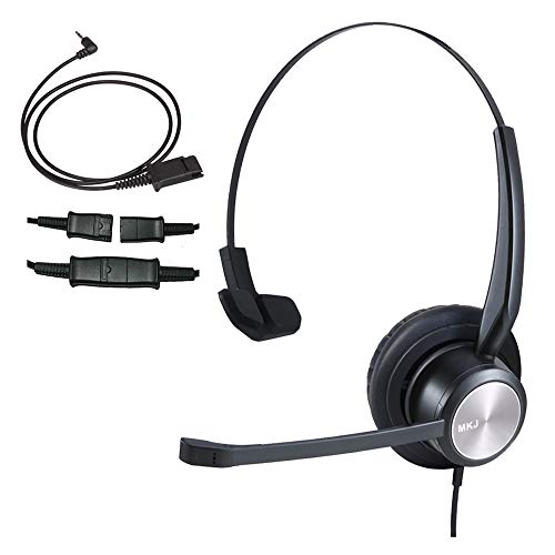 2.5mm Telehone Headset for DECT 6.0 Cordless Phone Corded Call Center Office Headset with Noise Cancelling Mic for Panasonic KX-TGFA50 Cisco SPA303G 525G Grandstream Zultys Uniden AT&T Vtech CS6114