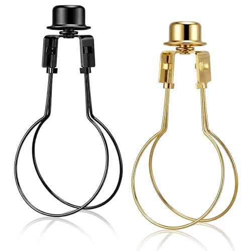 Image of Honoson 2 Pcs Bulb Lamp Shade Light Bulb Clip Adapter Includes Finial and Lampshade Levellers for Replacement (Black and Gold)