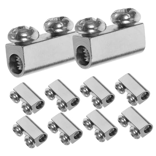 NAMOARLY 10pcs Wire Rope Locker Double Adel Clamps Vinyl Coated Wire Rope Twist Ties for Cords Clamp Fastener Fasteners Cable p Clips Wire Rope Crimping Tool Rope Clip Crimps Carbon Steel