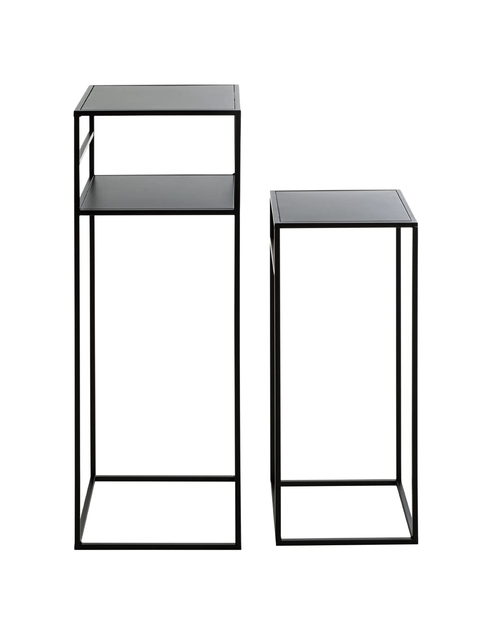 HAKU Set di 2 tavolini in metallo nero - Tavolini da salotto piccoli - Dimensioni: L 26/30 x A 63/85 x P 26/30 cm Stile: Moderno