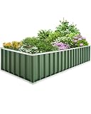KING BIRD Orto RiAlzato in Metallo Galvanizzato, Fioriera Esterna per Verdure, Erbe, Fiori, 258x90x46cm, Verde