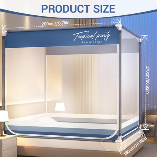 Image of HASTHIP Double Bed Mosquito Net Tent with Frame for Indoor Outdoor Use with Dual Side Doors and Fine Mesh Protection