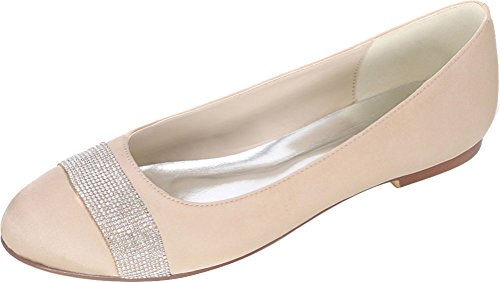 Chaussures plates strass en satin champagne 39 confortables à enfiler