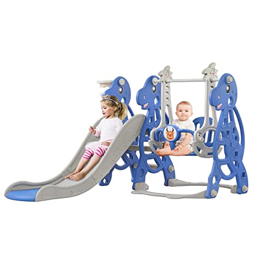 Zkiprm Tobogán Infantil 5 En 1 De 200 Cm – Con Canasta, Fútbol, Coche Y Arco, Para Interior Y Exterior, Seguro Y Multiactividad, Ideal Desde 6 Meses