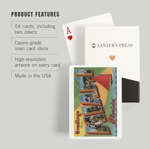 Lantern Press Miami, Florida, cartas póker, 52 piezas miniatura 3
