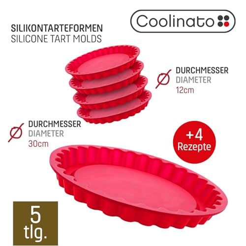 Kuchenform Coolinato Silikon Backform Tarteform 5er Set Rot