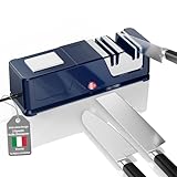 Affilacoltelli elettrico 5 in 1, rivestimento in diamante, Motore Silenzioso, Affilacoltelli da Cucina con Base Antiscivolo, Utensili da Cucina Sicuri e Facili da Usare (JU1)