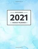 mh 48 rto office  Weekly Planner 2021: 100 Page Weekly Planner  6 Days Planner / Week  To-Do List  Notes  Watercolor Background With Light Blue Stains Cover (2021 MH Planner, Band 48)