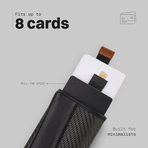 Image of The Frenchie Co. - Speed Wallet Mini - Ultra-Slim RFID Card Holder - Minimalist Front Pocket Wallet for Men & Women - Carbon Fiber & Full-Grain Italian Leather