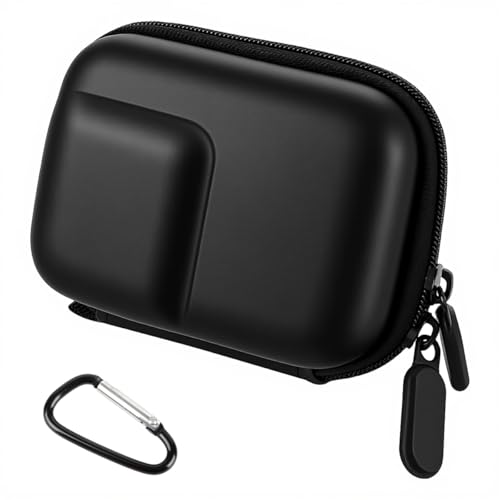 Image of ZORBES Compatible with Action 6 /5 Pro /4, Action Camera Carry Bag PU Hard Shell Travel Case Bag with Carabiner, Custom-fit Velvet Liner Storage Case, Outdoor Waterproof Action Camera Bag, 9.5x7x4.6cm