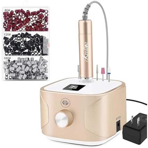 Kredioo Electric Nail Drill with 210 PCS Sanding Bands Kit of 3 Different Grits Cover