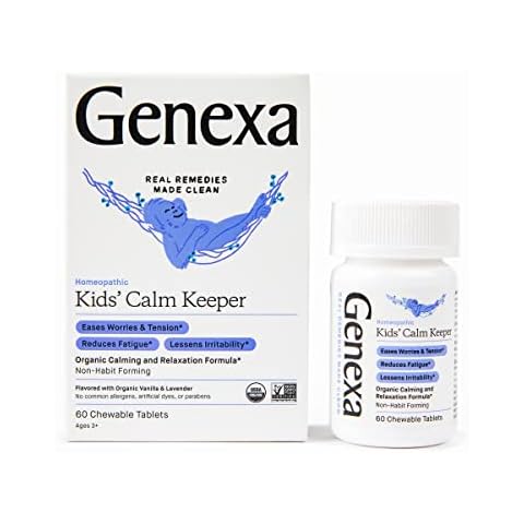 Genexa Kid's Calm Keeper Stress Relief for Kids | Reduces Fatigue & Eases Tension | Soothing Natural Vanilla & Lavender Flavor | Certified Vegan, Gluten Free, & Non-GMO | 60 Chewable Tablets Cover