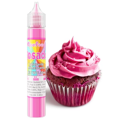 Colorante Alimentario - 30ml Colorante Alimenticio Líquido, Concentrado Food Dye para Slime Making, Fondant, Icing, Macaron, Reposteria (Rosado)
