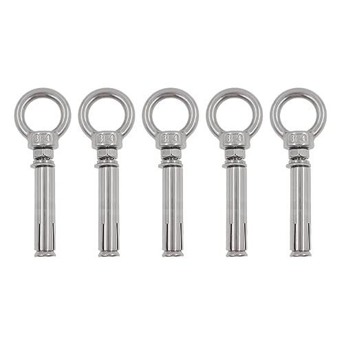 Image of Shoulder Eye Bolts,TTZEZE Heavy Duty Eyebolts,304 Stainless Steel Wall Concrete Anchors Screw Expansion Screw Bolts Eye Hooks Fastener for Ceiling Concrete Masonry 5 Pack M12*80