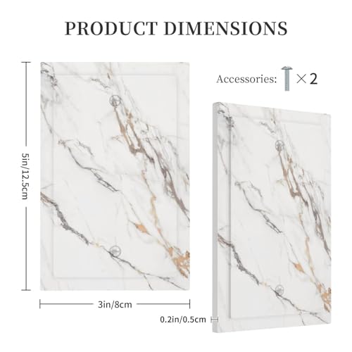 Decorative Light Switch Plate Covers Modern Grey Gold Marble Texure 1 Gang No Device Single Blank Outlet Covers Wall Plate Light Switch Cover Plate for Kitchen Bathroom Home Decor