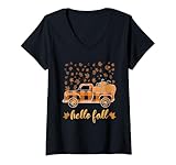 Photo Gallery donna hello fall camicia divertente halloween zucca buffalo plaid camion maglietta con collo a v Photo Gallery donna hello fall camicia divertente halloween zucca buffalo plaid camion maglietta con collo a v