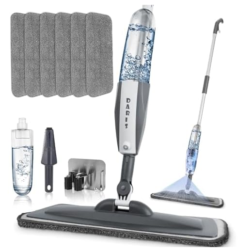 Mocio spray in microfibra，Scopa Lavapavimenti a Spruzzo，6 Panno in Microfibra riutilizzabile，1*Raschietto，1*Portascope，umido e asciutto，Mop Pavimenti per Casa，Cucina，Laminato，Legno，Legno Duro，Ceramica