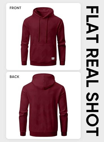 Image of JMIERR Mens Hoodies Sweatshirts Texture Hooded Collar Drawstring Long Sleeve Casual Pullover Shirt