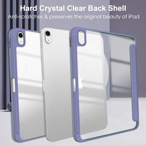 iPad Air 3 ケース iPad Pro 10.5 ケース ペンホルダー付き【Trocent】iPad Air 第3世代(2019) / iPad Pro 10.5(2017) カバー 透明バック タブレットケース スタンド機能 Apple Pencil 収納可能 軽量 おしゃれ 背面透明 三つ折 手帳型 軽量 内蔵マグネット開閉式 オートスリープ機能(パープル)