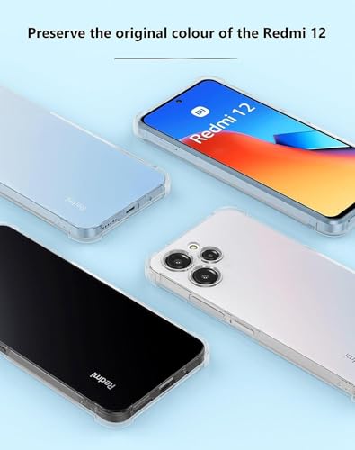 Image of BOXXO Flexible Back Cover for Mi Redmi 12 4G | Back Cover Transparent Clear Shockproof Case Four Corner Protection | Slim Protective Mobile Phone Cover for Mi Redmi 12 4G